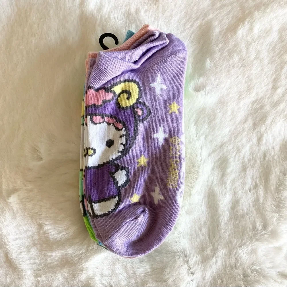 Hello Kitty 5 Pair Zodiac No Show Socks Astrology Horoscope NWT Women's
